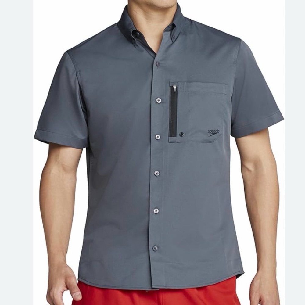 NWOT! Speedo UPF 50+ XL Swim Shirt Hybrid UV Protection Gray Paddle $60